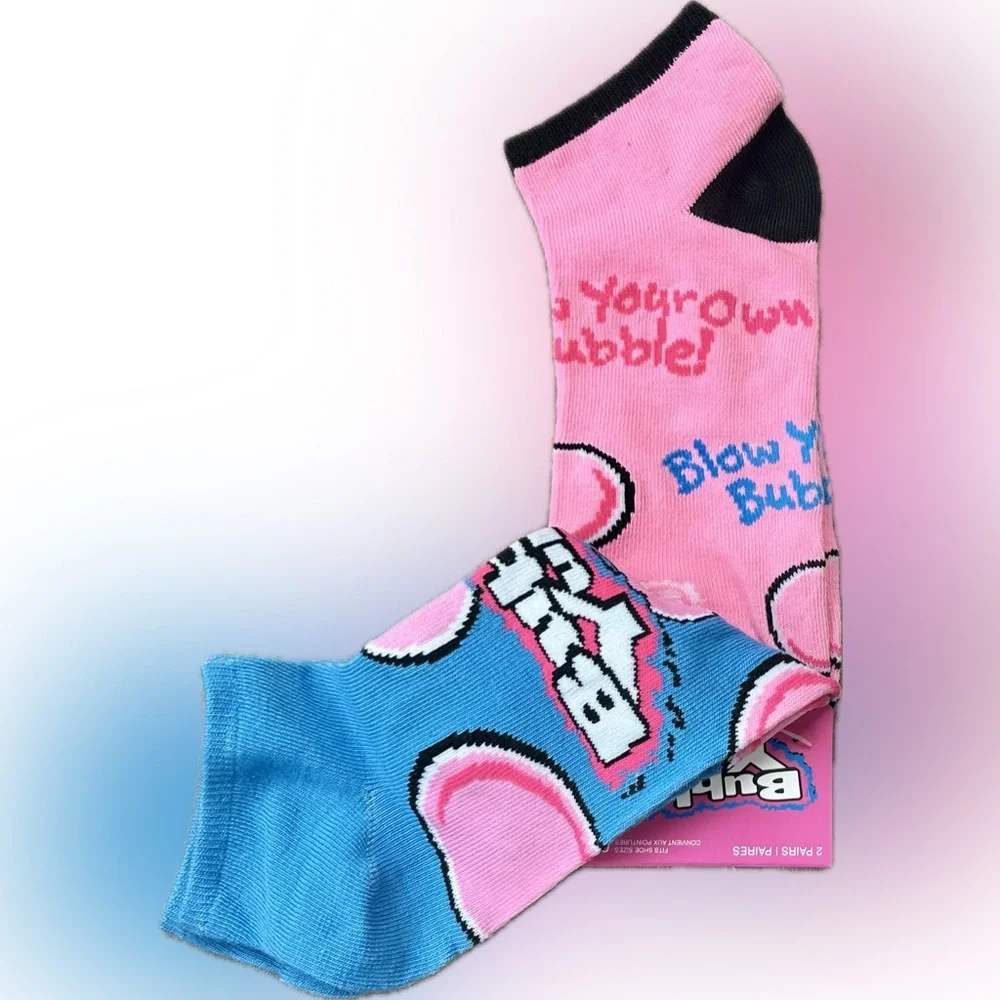 4 pairs Low Cut Socks Bubble Yum Gum & Charms Candy Lollipop NWT Novelty
